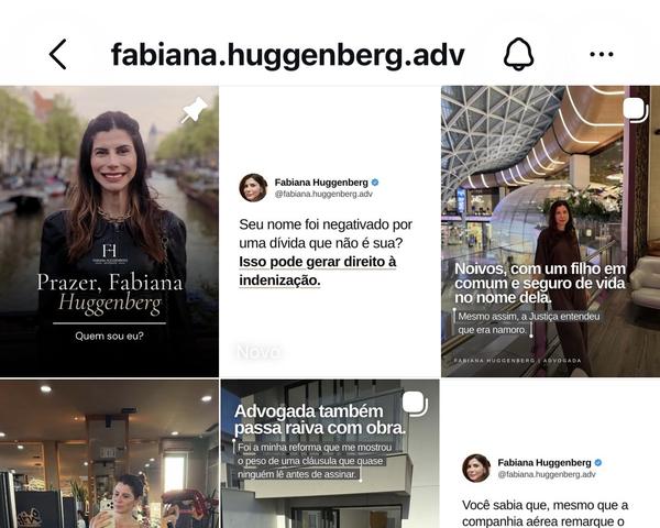 Perfil @fabiana.huggenberg.adv no Instagram